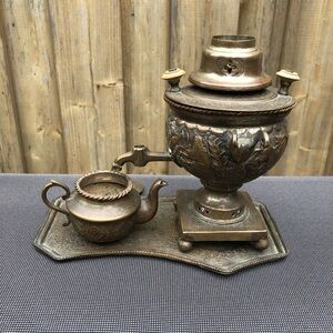 Vintage 50s Brass-Copper Tea Pot Set